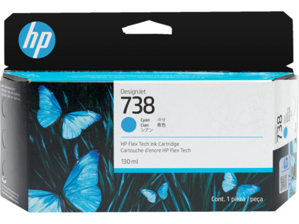 Cartucho de tinta cian DesignJet HP 738 de 130 ml para DesignJet T850 y T950 - 498N5A 