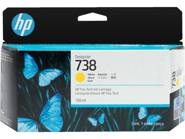 Cartucho de tinta DesignJet HP 738 amarillo de 130 ml para DesignJet T850 y T950 - 498N7A 