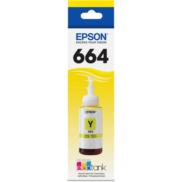 Botella de tinta amarilla Epson 664 para WorkForce ET-4500, ET-4550, ET-16500 y Expression ET-2500, ET-2550, ET-2600, ET-2650, ET3600 - T664420-S