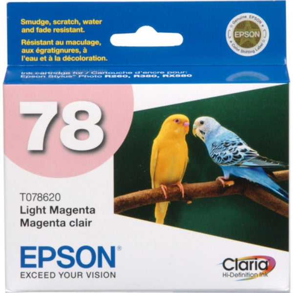 Tinta Epson 78 Claria de alta definición magenta claro para Artisan 50 y Stylus Photo R260, R280, R380, RX580, RX595, RX680 - T078620-S
