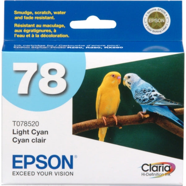Tinta Epson 78 Claria de alta definición cian claro para Stylus Photo R260, R280, R380, RX580, RX595, RX680 y Artisan 50 - T078520-S