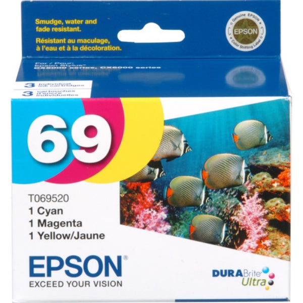 Cartuchos de tinta Epson 69 DURABrite Ultra Color (C/M/Y) (paquete de 3) - T069520-S