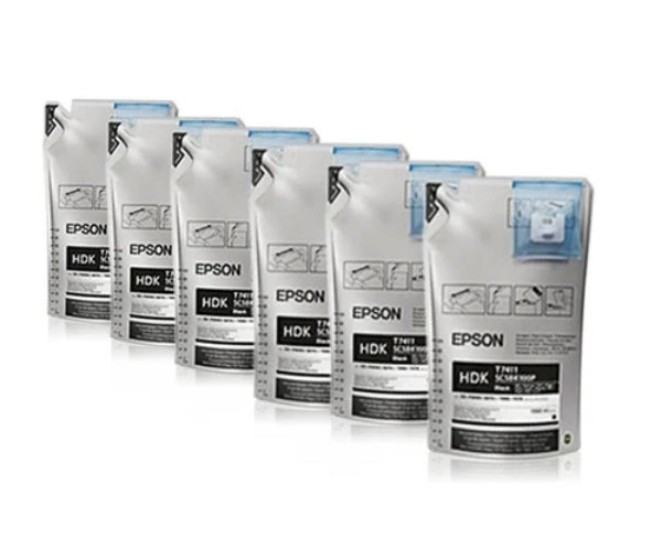 Paquetes de tinta negra de alta densidad Epson T741 UltraChrome DS HDX (6 x 1000 ml) para SureColor F6200, F7200, F9200 y F9370 - T741X20