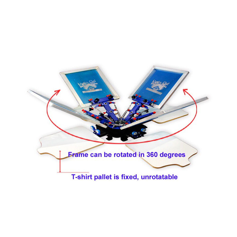 4 Color 4 Station Micro Registration Silk Screen Printing Machine T-shirt Printer