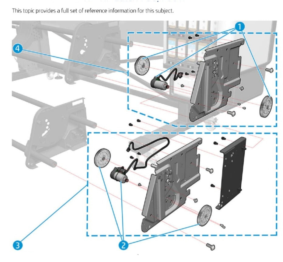 Conjunto de motor de rebobinado para impresoras HP Latex 630, 630W, 700, 700W (Y0U21-67167)