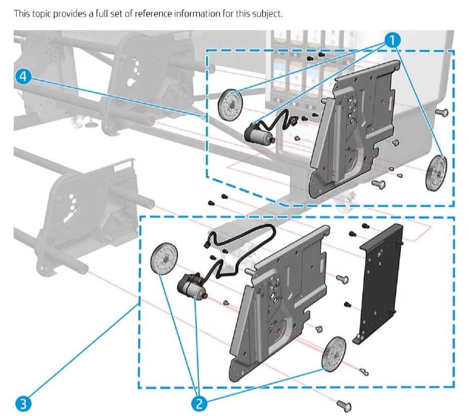 Conjunto de motor de carrete de recogida para impresoras HP Latex 630, 630W, 700, 700W, R530 (Y0U21-67168)