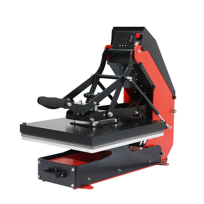 Prensa térmica de camisetas con apertura automática y plataforma deslizable