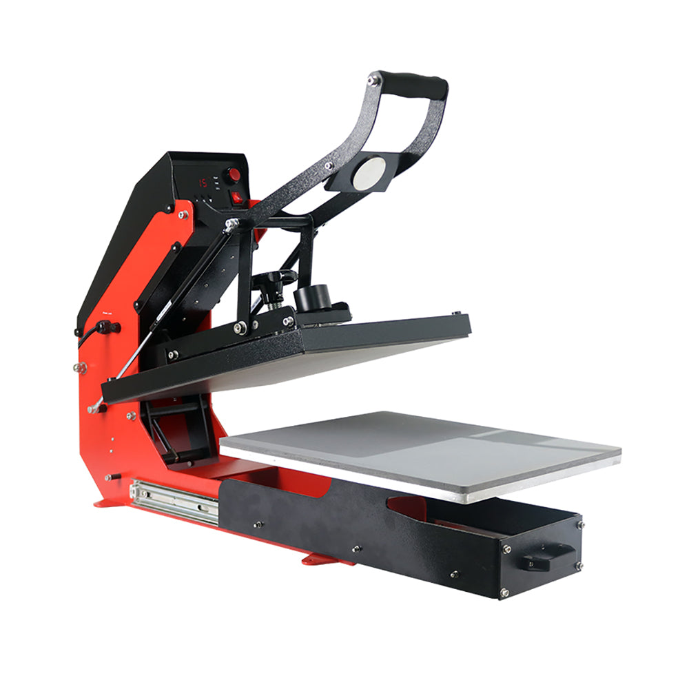 Prensa térmica de camisetas con apertura automática y plataforma deslizable