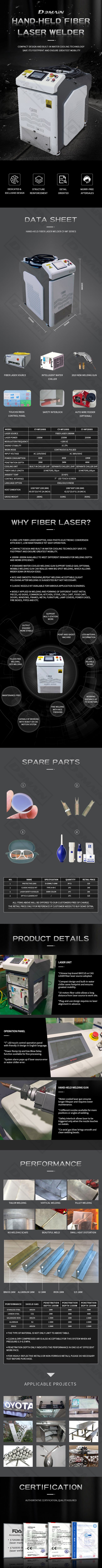 Soldador láser de fibra de 1500 W con certificación FDA