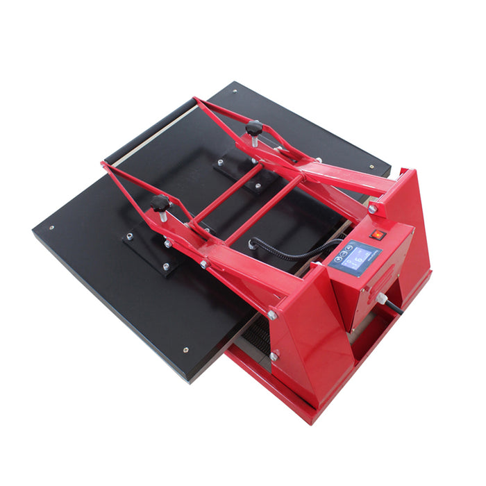 Prensa térmica manual de sublimación de gran formato con tapa de almeja de 50 x 70 cm (20 x 28 pulgadas) para camisetas y felpudos.