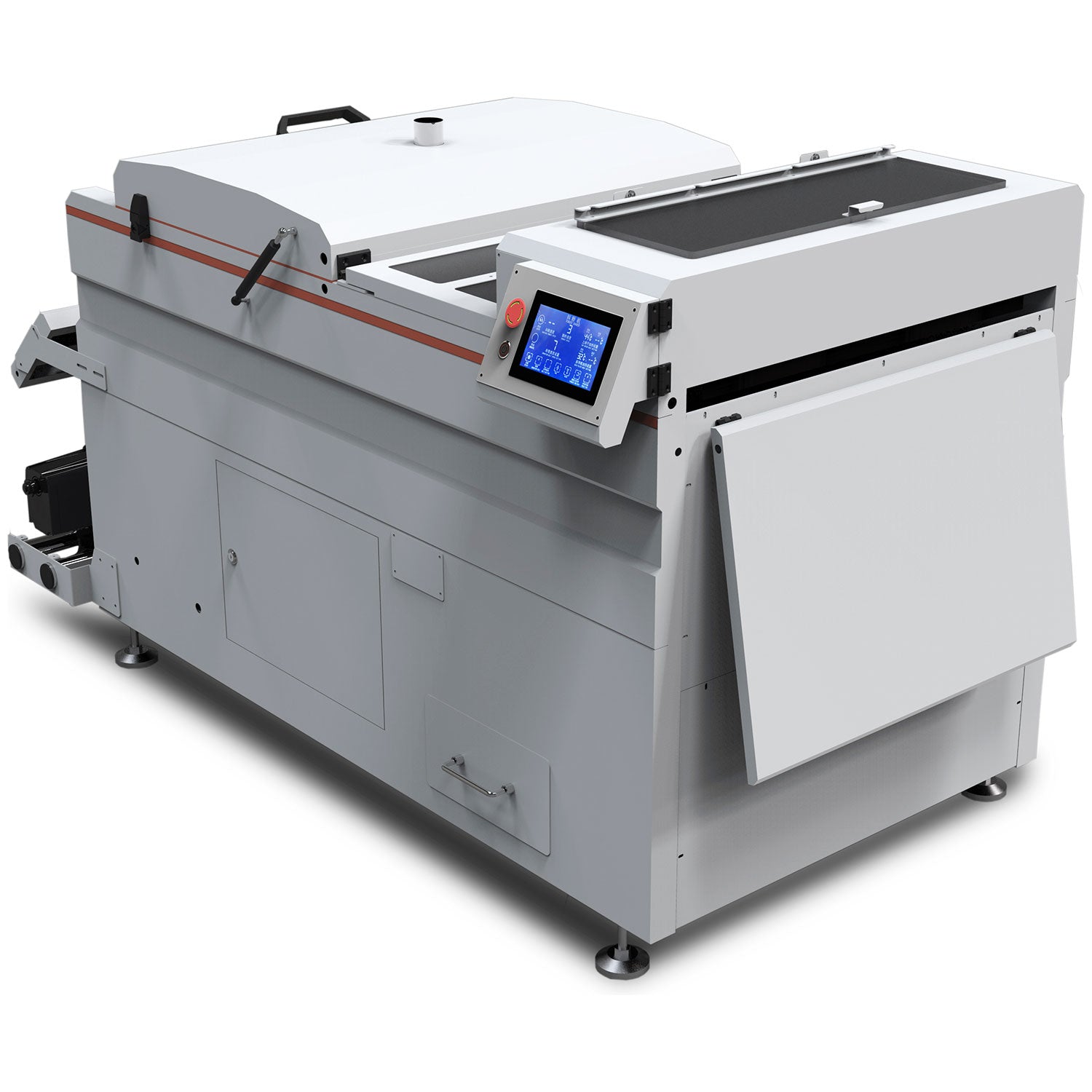 Secador y agitador automático de polvo DTF CALCA PLUS de 220 V y 24 pulgadas con plataforma de transporte por absorción al vacío y pantalla táctil