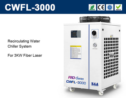 S&amp;amp;A CWFL-3000BN Enfriador de agua industrial para láser de fibra 3000W AC 1P 220V, 60Hz