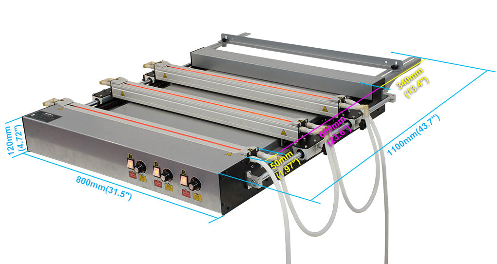 Dobladora de acrílico CALCA de 27" (700 mm) ABM (tres módulos de calentamiento), 220 V CA