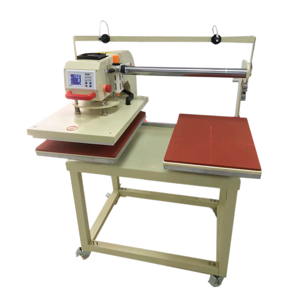 16in x 24in Semi-Automatic Pneumatic Up-Sliding Double Station Heat Press Machine with Laser Positioning System