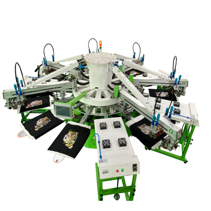 Automatic 4 Color 10 Stations T-shirt Silk Screen Printing Machine with 4pc Ir flash dryer Serigraphie Equipment