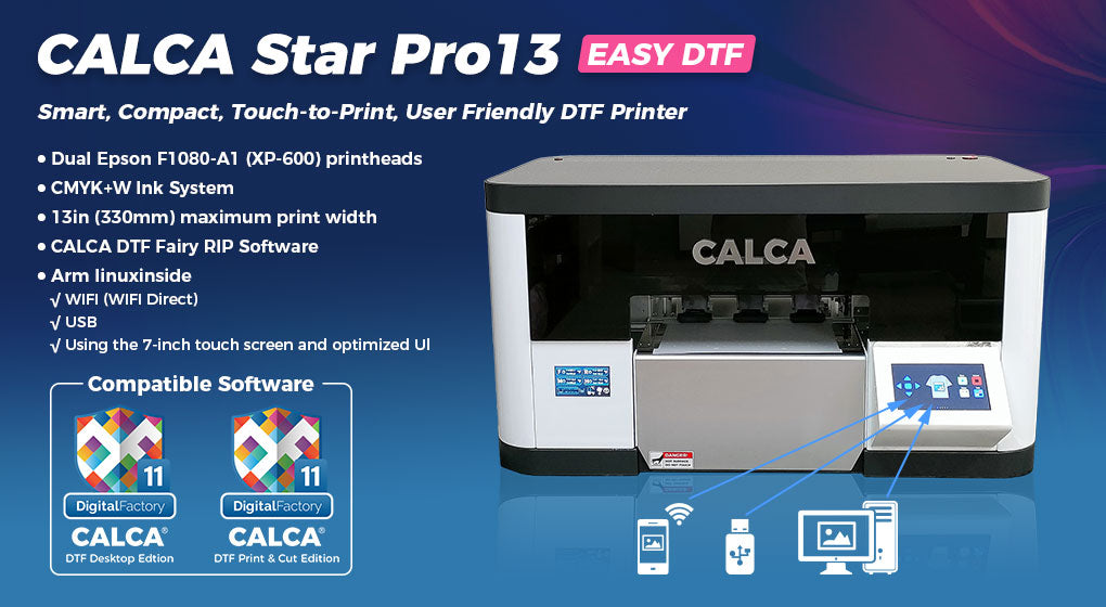 Impresora DTF CALCA Star Pro13 con Epson F1080-A1 (XP-600) dual, fácil de usar