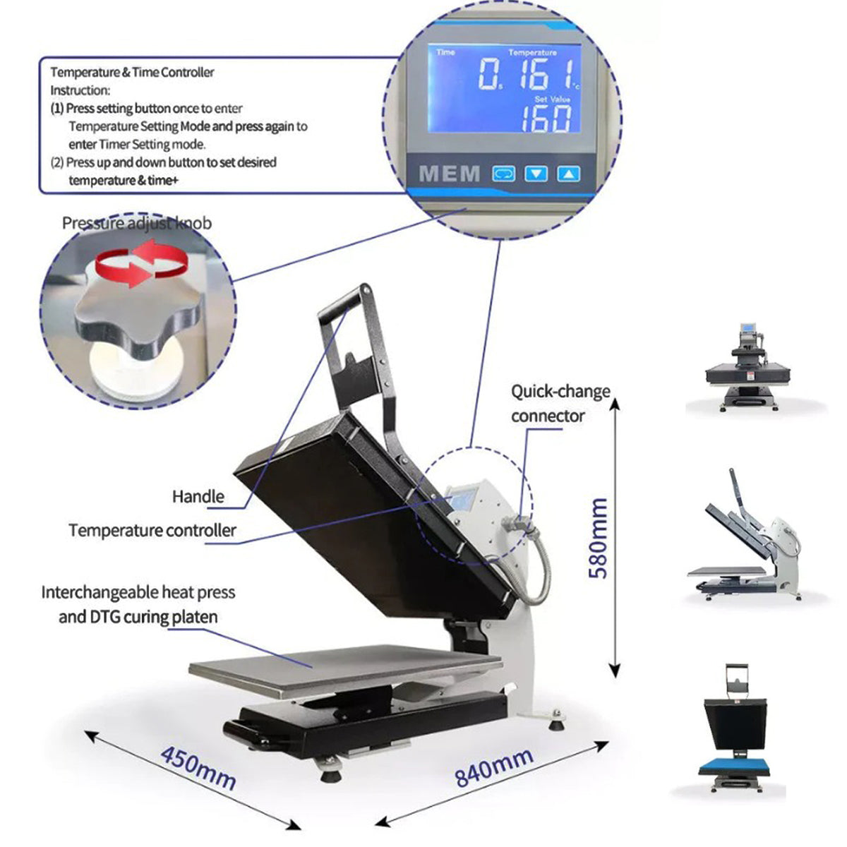 MEM 16in x 20in 2 in 1 Heat Press for DTF/DTG Curing