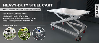 Carro de plataforma para equipo de impresión térmica con altura ajustable CALCA de 23,6 x 37,4 pulgadas, disponible en EE. UU.
