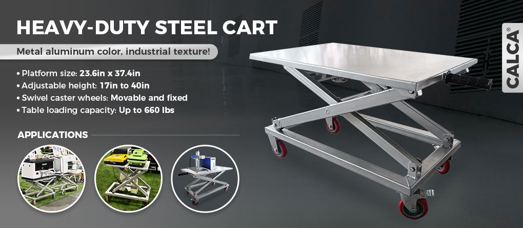 Carro de plataforma para equipos de impresión térmica con altura ajustable CALCA de 23,6 x 37,4 pulgadas