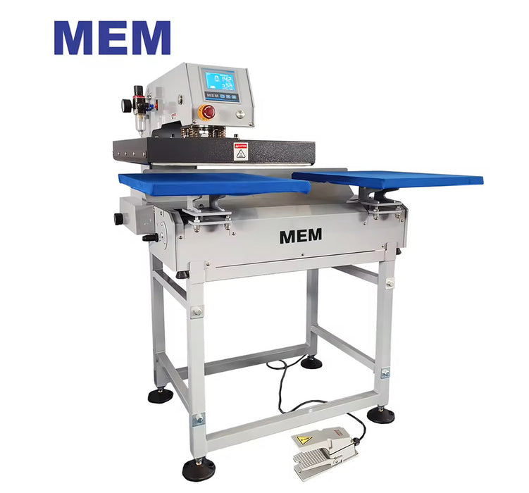Prensa térmica neumática de doble estación totalmente automática MEM de 16" x 20" con sistema de posicionamiento láser