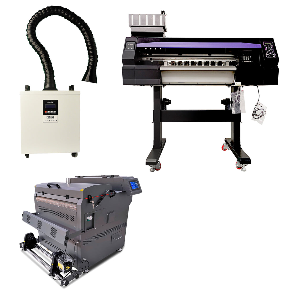 Impresora DTF CALCA Prime de 24 pulgadas y agitador con filtro extractor de humos