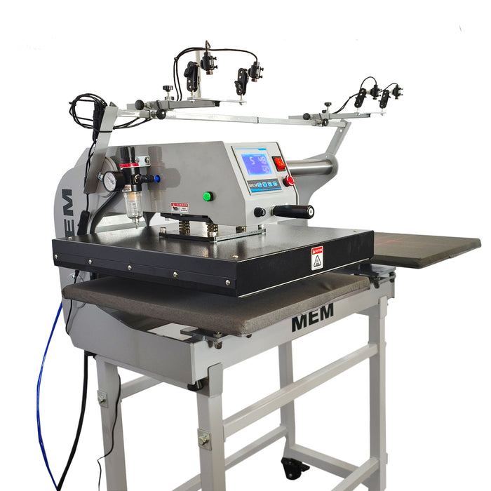 Prensa térmica neumática semiautomática de doble estación MEM de 220 V y 4 kW, de 20 x 24 pulgadas, con sistema de posicionamiento láser