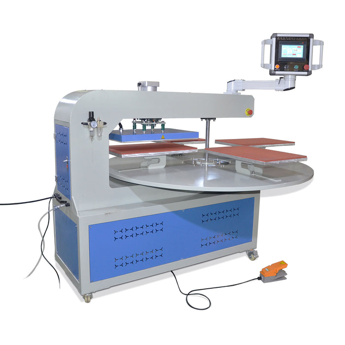 Máquina de estampado rotativa neumática automática de cuatro mesas de trabajo