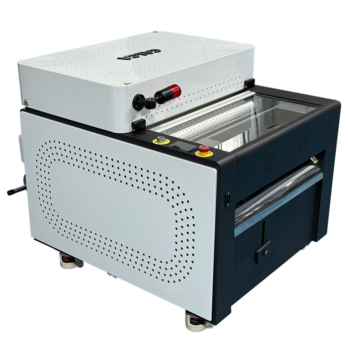 Secador y agitador de polvo compacto EcoSmart DTF de 24" de CALCA con reciclado automático y purificador de aire integrado