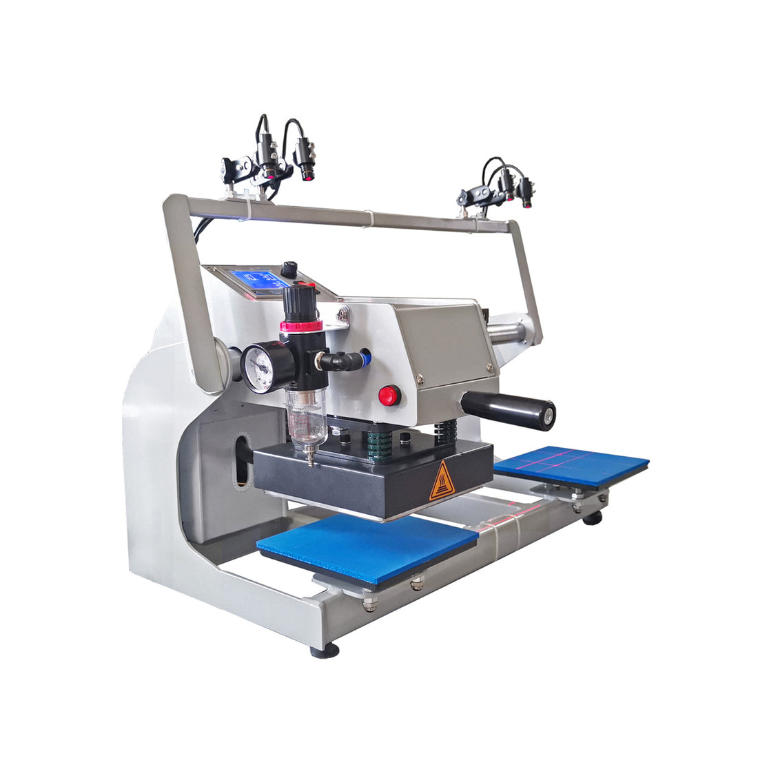 US Stock, MEM 6" x 6" Semi-Automatic Pneumatic Dual-Plate Heat Press with Interchangeable Platens for Patch Heat Transfers