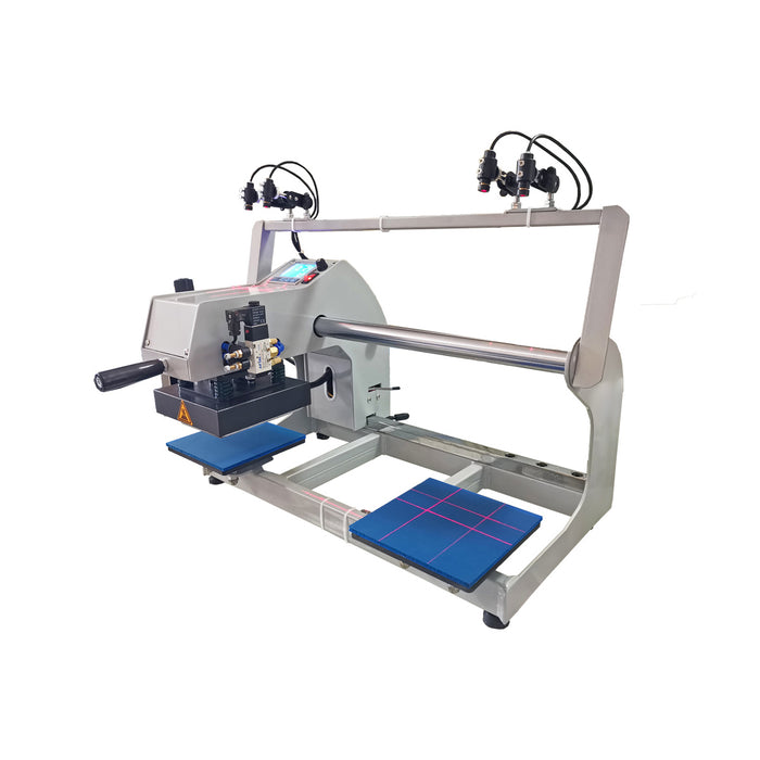 Prensa térmica neumática semiautomática MEM de doble estación de 6" x 6" con sistema de posicionamiento láser