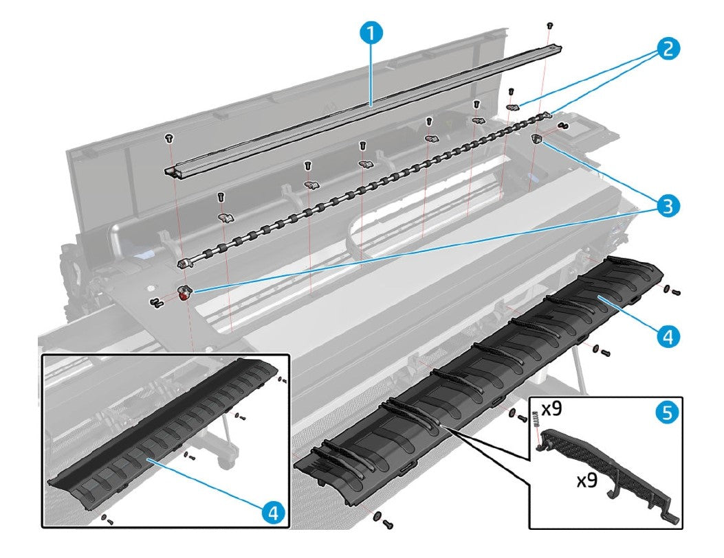 Conjunto de corte en V de salida de medios anti-ESD SK para la serie HP DesignJet Z6, Z9+ de 44 pulgadas (T8W18-67007)