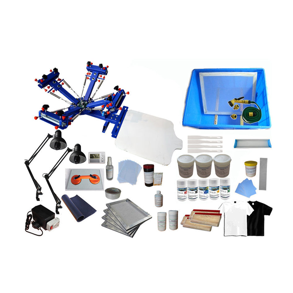 4 Color Silk Screen Printing Kit Press Printer &amp; Full Materials Package Supply