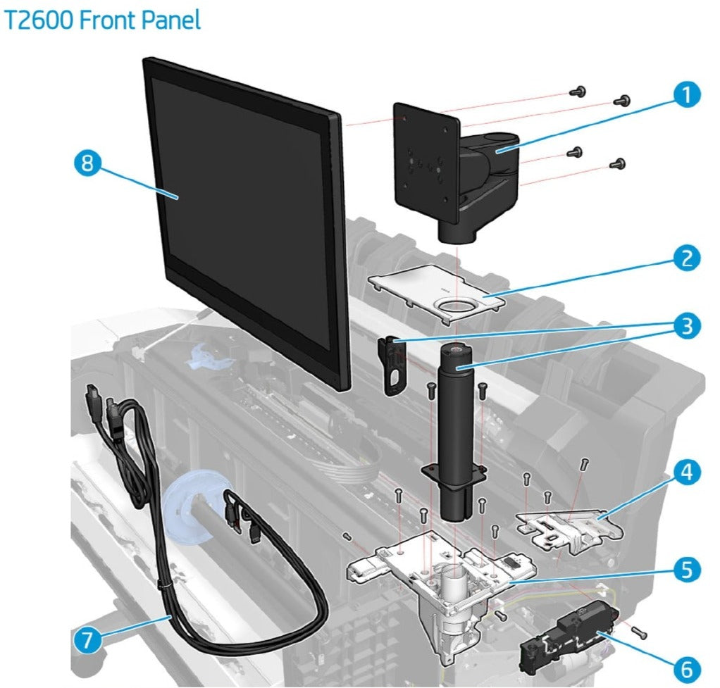 Soporte derecho para impresora multifunción NEPT con botón de encendido y altavoz - Para la serie HP Designjet T2600 (Y3T75-67001)