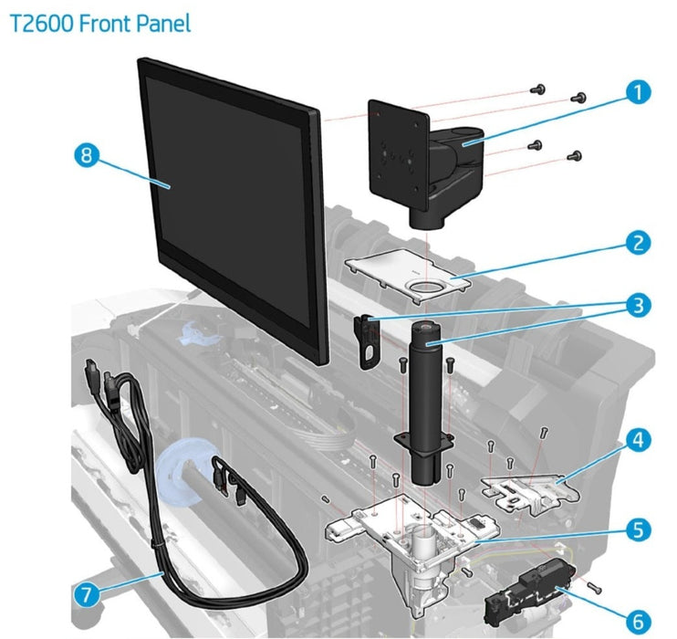 Conjunto de panel frontal XL3600/T2600 - Para la serie HP Designjet T2600/XL 3600 (2YB64-60122)