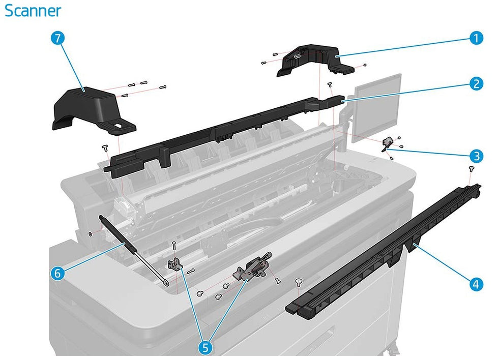 Cubierta trasera del escáner - Para las series HP Designjet T2600, T1600 y T2500 (CR359-67005)