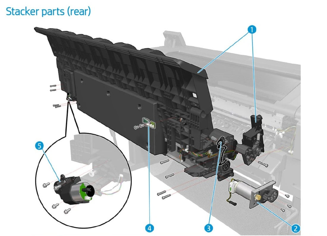 Apilador (función única) sin conjunto de brazos - Para las series HP DesignJet T1600 y T2600 (3EK10-67007)