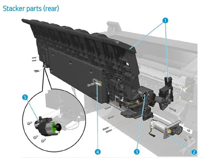 Transmisión de sobremarcha del apilador con motor - Para las series HP DesignJet T920 / T1500 / T1600 / T2500 / T2600 (CR357-67043)