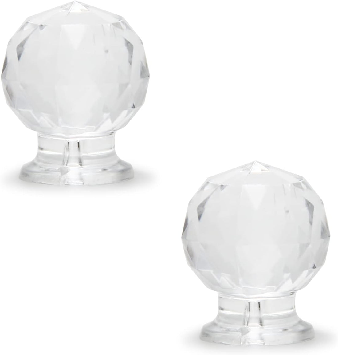 2 x 17mm Tiny Pull Handle Round Diamond Acrylic Mini Knob Diameter Clear Shiny Cute Decoration for Jewelry Box, Gift Case and Makeup Box