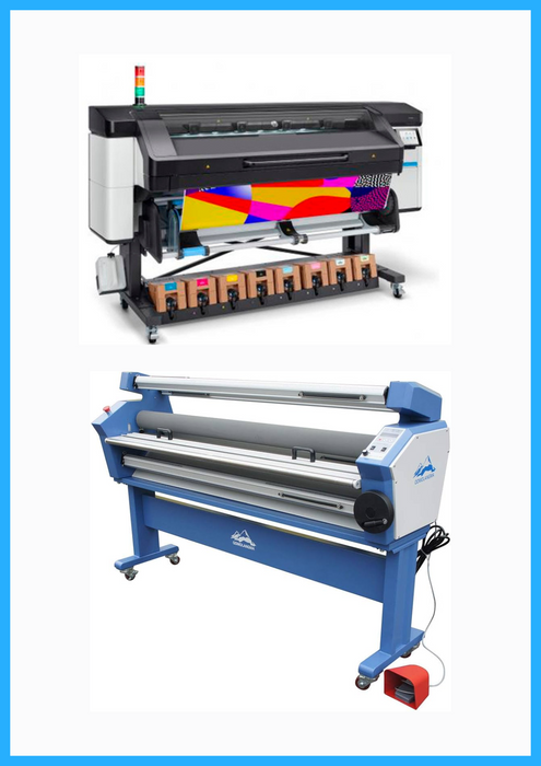 PAQUETE - Impresora HP Latex 800 de 64" de formato ancho - Reacondicionada (1 año de garantía) + Laminadora en frío de formato ancho totalmente automática de baja temperatura de 63" - Nueva