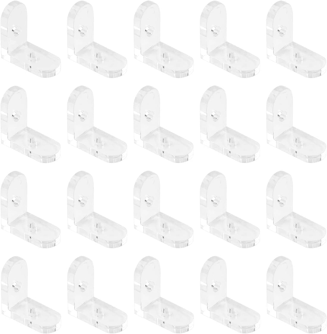 20pcs Clear Acrylic Two-Side Box, L Brackets, Corner Brackets 90 Degree Support Shelf Corner Brace Right Angle Bracket for Furniture Wooden Box Fixing Transparent