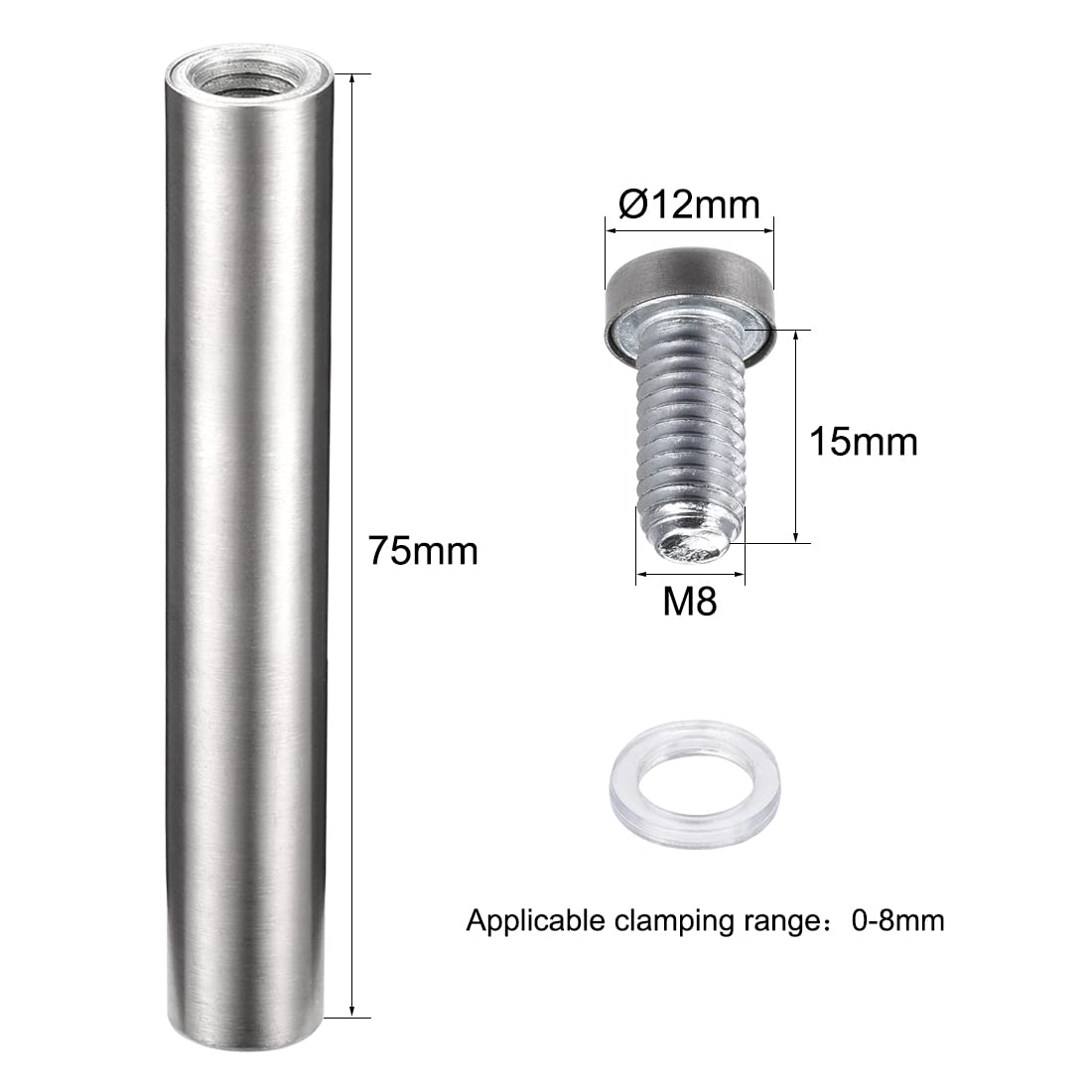 Wall Mount Acrylic Sign Standoff Screws Holders Glass Nails - 10pcs (12x80mm)