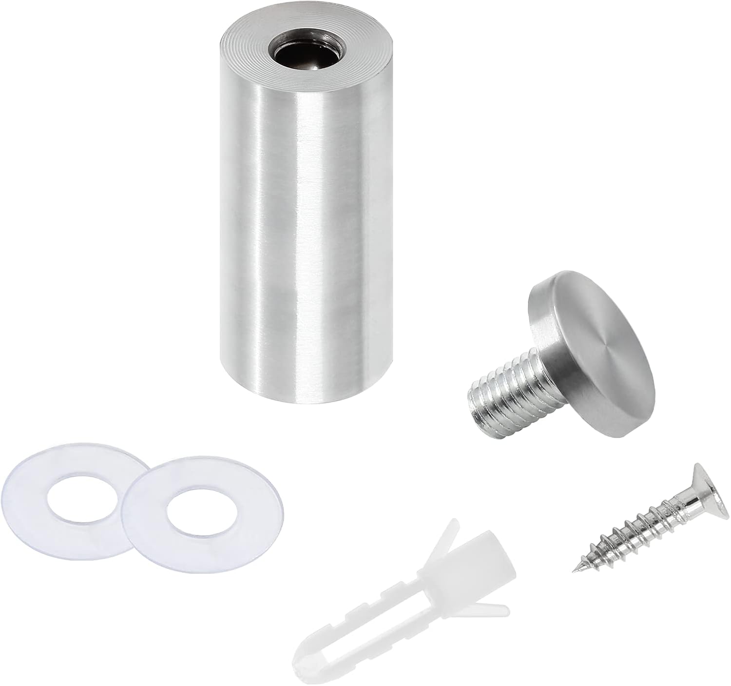 Stainless Steel Standoff Screws Wall Sign Advertising Nail for Hanging Acrylic Picture Frame (Silver) - 12pcs (5/8" x 2")