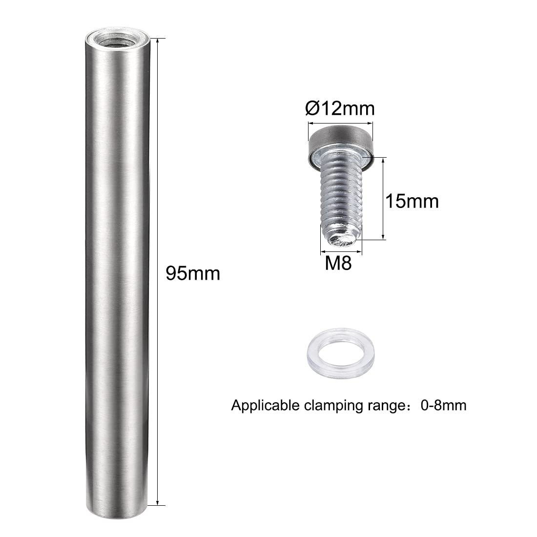 Wall Mount Acrylic Sign Standoff Screws Holders Glass Nails - 10pcs (12x100mm)