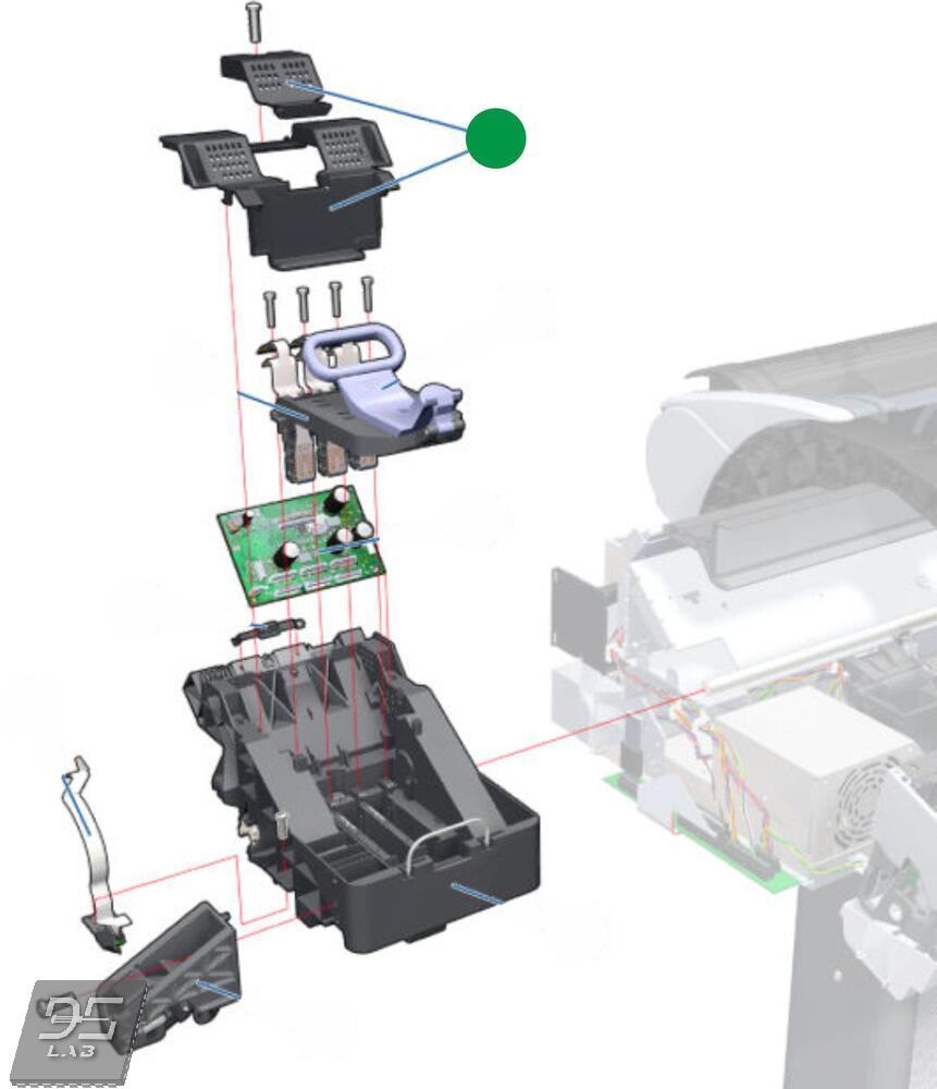 Cubierta de PCA para el carro de las series HP DesignJet T620, T770, T1200, T1120 y T2300 (CK837-67003)