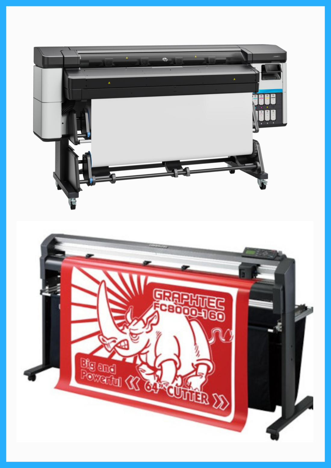 PAQUETE - Impresora HP Latex 630 de 64&quot; - Nueva + Plotter de corte de vinilo Graphtec FC8000-160 de 64&quot; - Reacondicionado (1 año de garantía) 
