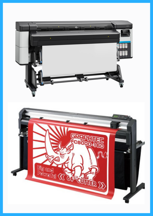 PAQUETE - Impresora HP Latex 630 de 64" - Nueva + Plotter de corte de vinilo Graphtec FC8000-160 de 64" - Reacondicionado (1 año de garantía) 