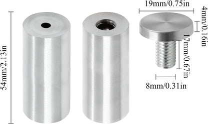 Stainless Steel Standoff Screws Wall Sign Advertising Nail for Hanging Acrylic Picture Frame (Silver) - 12pcs (3/4" x 2-2/5")
