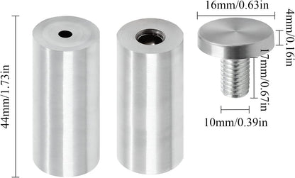 Stainless Steel Standoff Screws Wall Sign Advertising Nail for Hanging Acrylic Picture Frame (Silver) - 12pcs (5/8" x 2")