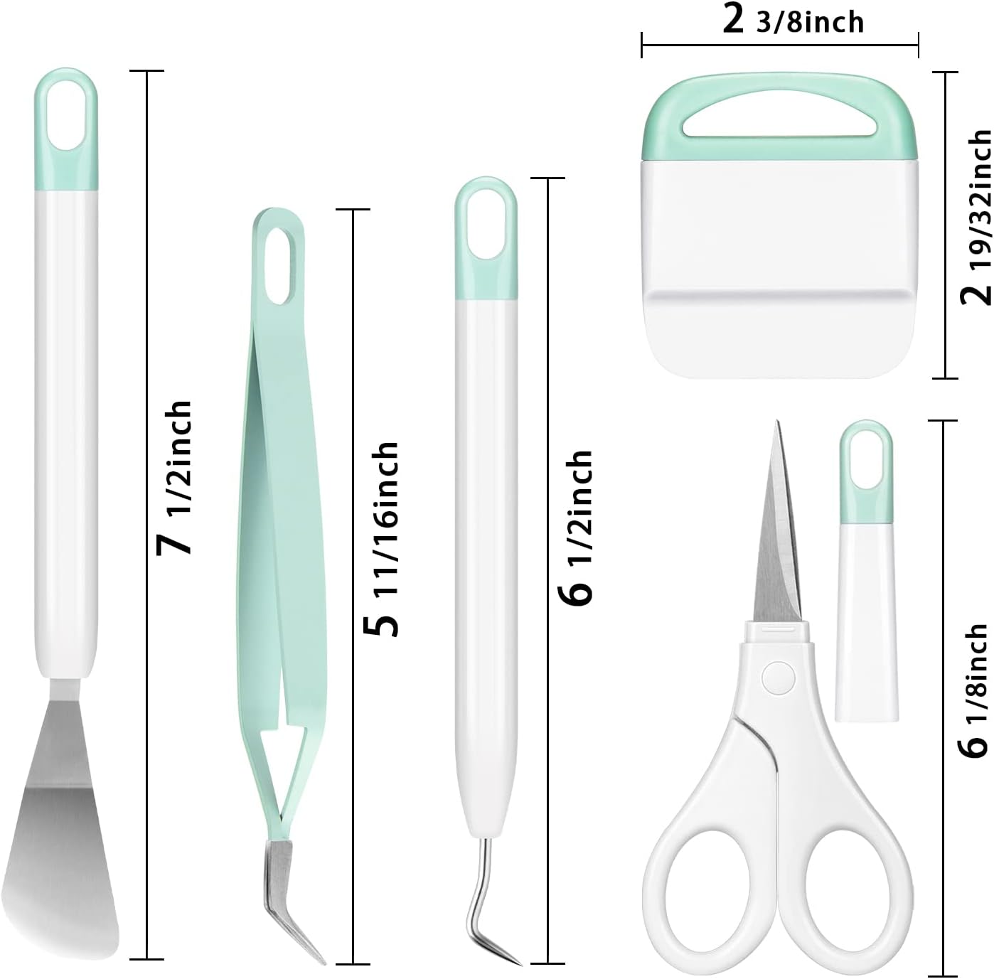 5pcs Vinyl Weeding Tools Kit Craft Basic Set (Tweezers, Spatula, Weeders, Scraper, Scissor for cricut/Silhouettes/Cameos/Weeding Vinyl/Splicing)