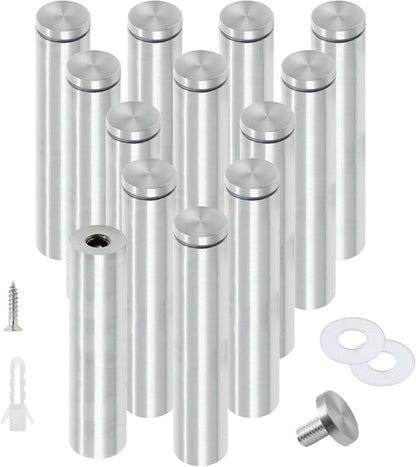 Stainless Steel Standoff Screws Wall Sign Advertising Nail for Hanging Acrylic Picture Frame (Silver) - 12pcs (1/2" x 4")